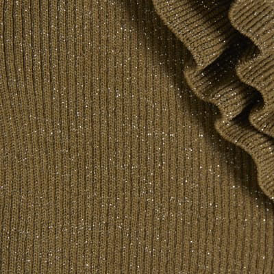 Gold Knitted Frill Trim Vest Top