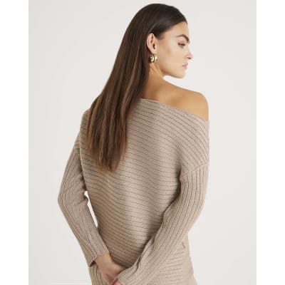 Gold Long Sleeve Glitter One Shoulder Top