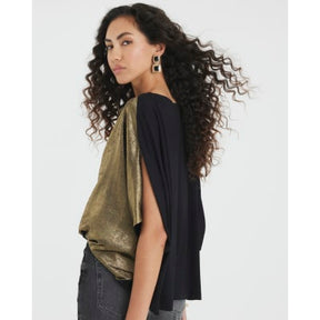 Gold Metallic Jersey Back Top