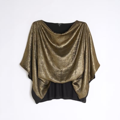 Gold Metallic Jersey Back Top