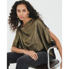 Gold Metallic Jersey Back Top