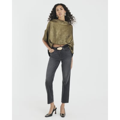 Gold Metallic Jersey Back Top