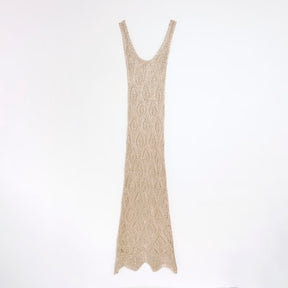 Gold Metallic Knit Maxi Dress