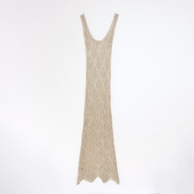 Gold Metallic Knit Maxi Dress
