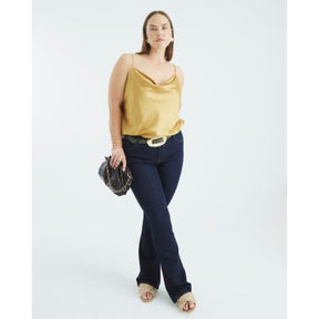 Gold Satin Cowl Neck Cami Top