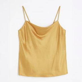 Gold Satin Cowl Neck Cami Top