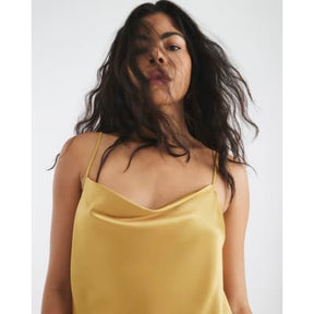 Gold Satin Cowl Neck Cami Top