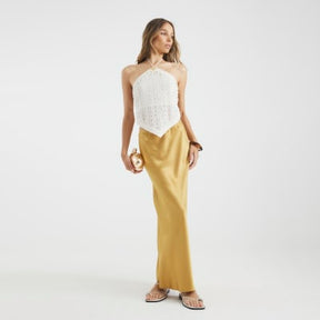 Gold Satin Maxi Skirt