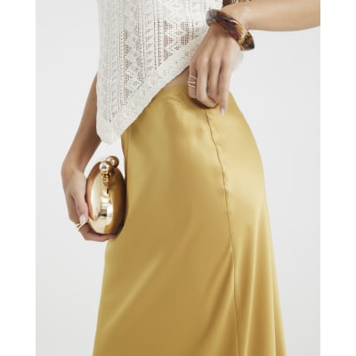 Gold Satin Maxi Skirt