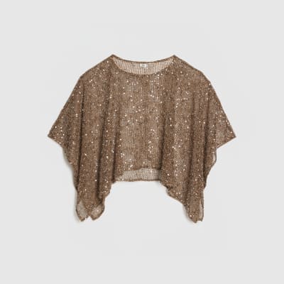 Gold Sequin Knitted Cape
