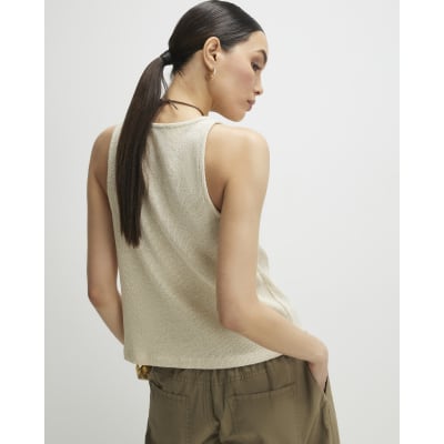 Gold Sleeveless Metallic Vest Top