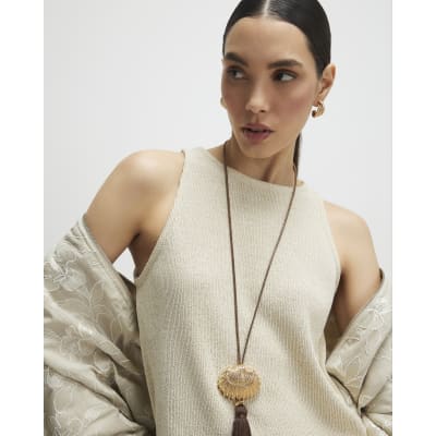 Gold Sleeveless Metallic Vest Top
