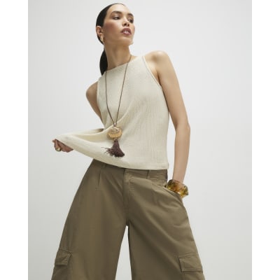 Gold Sleeveless Metallic Vest Top