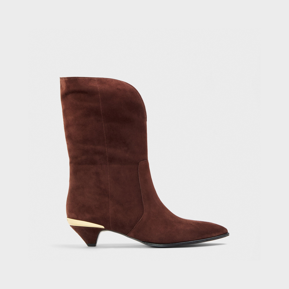 Golden Metallic Ankle Heeled Boots