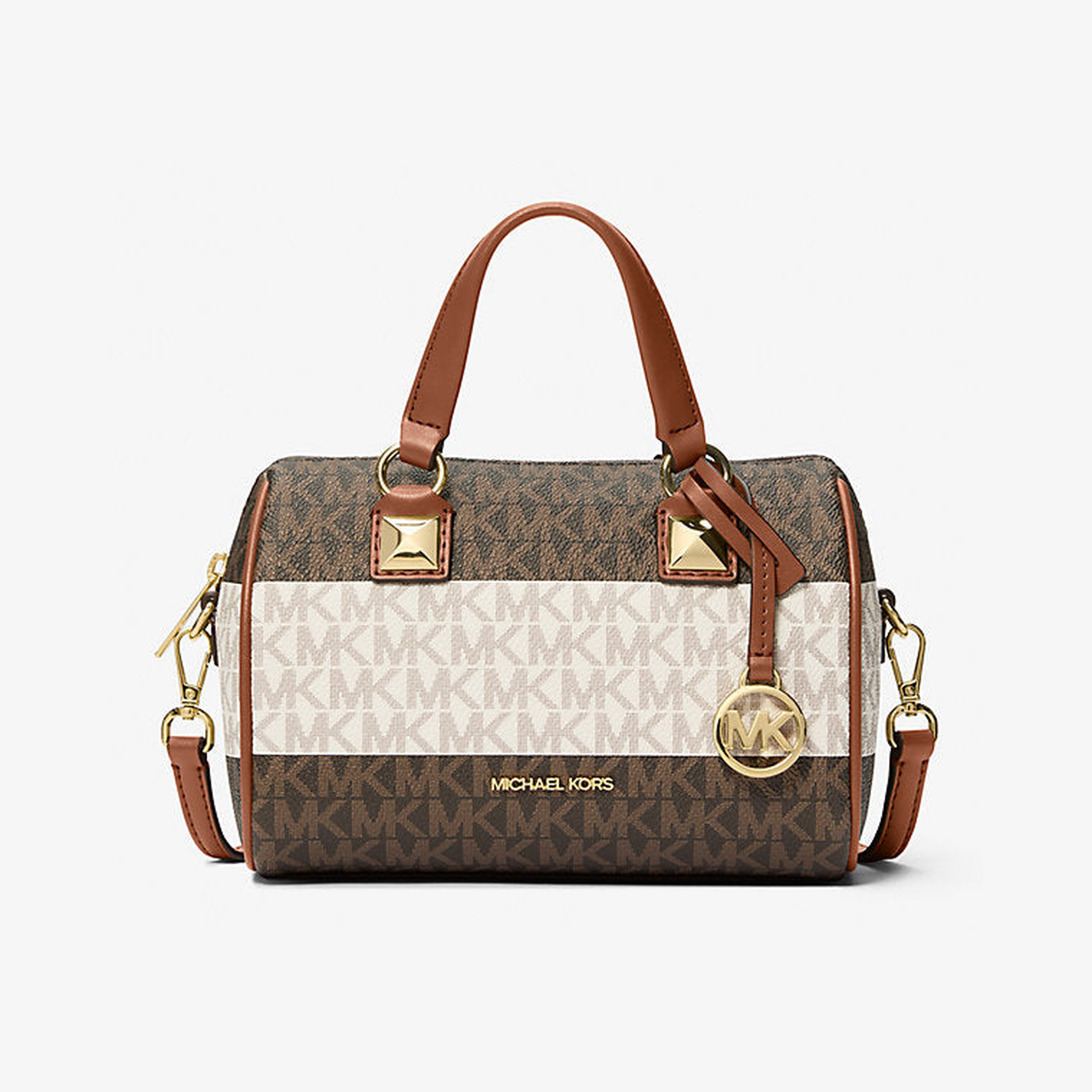 Grayson Small Striped Signature Logo Duffel Crossbody Bag