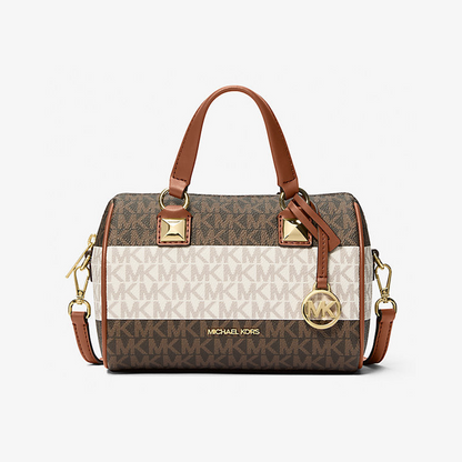 Grayson Small Striped Signature Logo Duffel Crossbody Bag