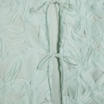 Green 3D Flower Tie Front Jacket