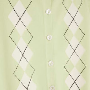 Green Argyle Sleeveless Knitted Waistcoat