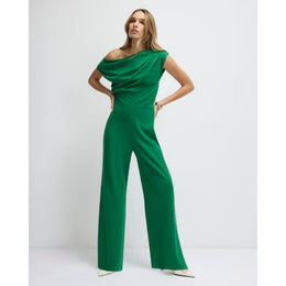 Green Asymmetric Drape Jumpsuit