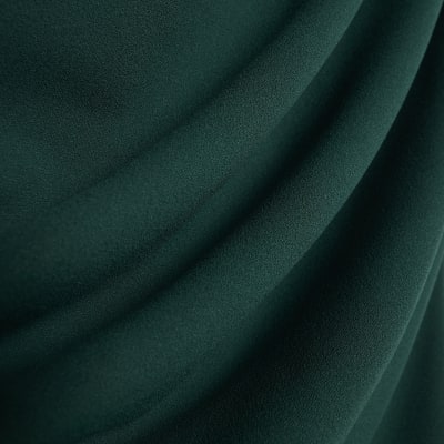 Green Asymmetric Draped Wrap Midi Dress
