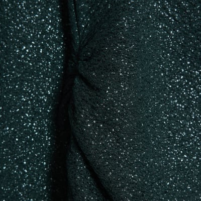 Green Asymmetric Glitter Mini Dress