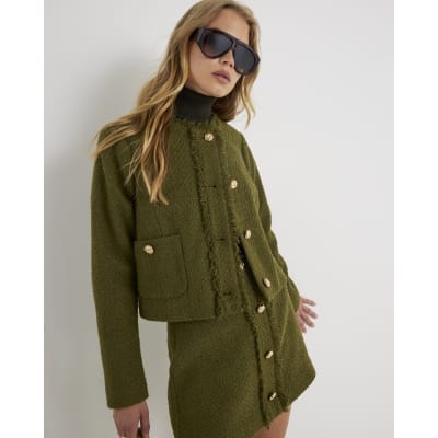Green Boucle Fringed Trophy Jacket