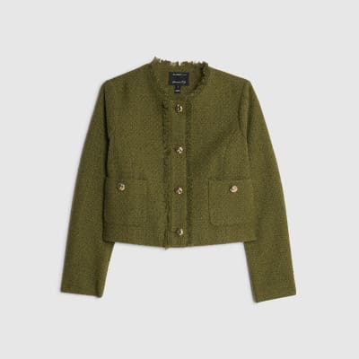 Green Boucle Fringed Trophy Jacket