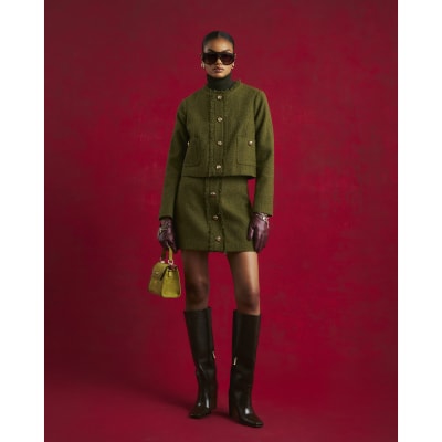 Green Boucle Fringed Trophy Jacket