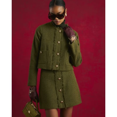 Green Boucle Fringed Trophy Jacket