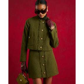 Green Boucle Fringed Trophy Jacket