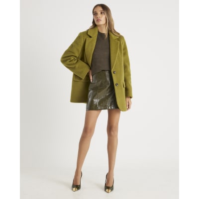 Green Brushed Faux Wool Blazer