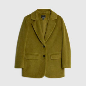 Green Brushed Faux Wool Blazer