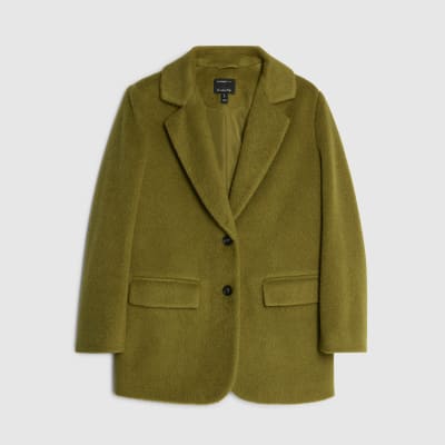 Green Brushed Faux Wool Blazer