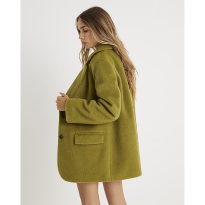 Green Brushed Faux Wool Blazer