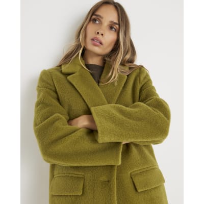 Green Brushed Faux Wool Blazer