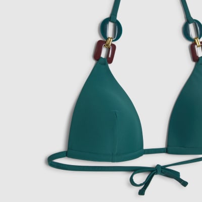 Green Buckle Trim Bikini Bottoms