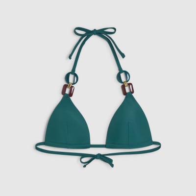 Green Buckle Trim Bikini Bottoms