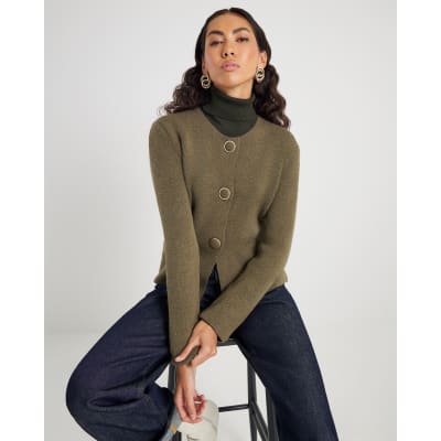 Green Button Detail Cardigan