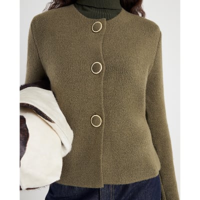 Green Button Detail Cardigan