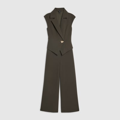 Green Cap Sleeve Wide Leg Jumpsuit