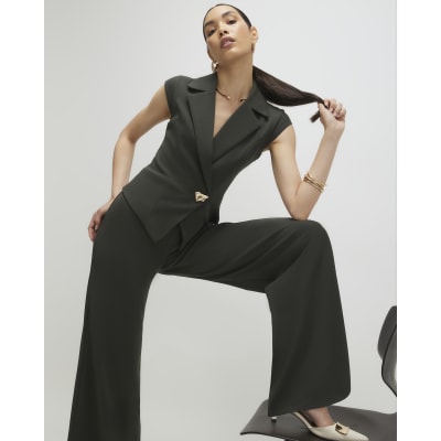 Green Cap Sleeve Wide Leg Jumpsuit