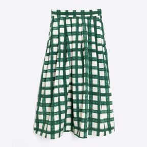 Green Check Midi Skirt