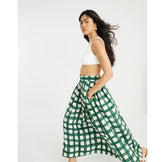 Green Check Midi Skirt