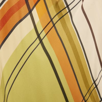 Green Check Print Column Midi Dress
