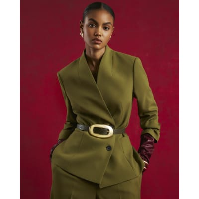 Green Collarless Blazer