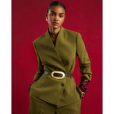 Green Collarless Blazer