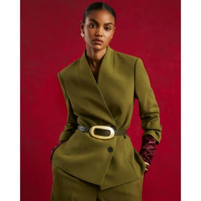 Green Collarless Blazer