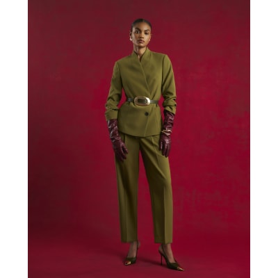 Green Collarless Blazer