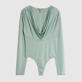 Green Cowl Neck Bodysuit