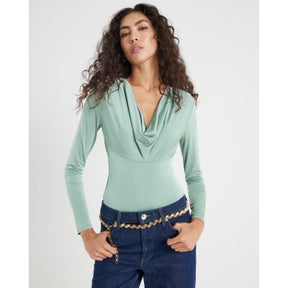 Green Cowl Neck Bodysuit
